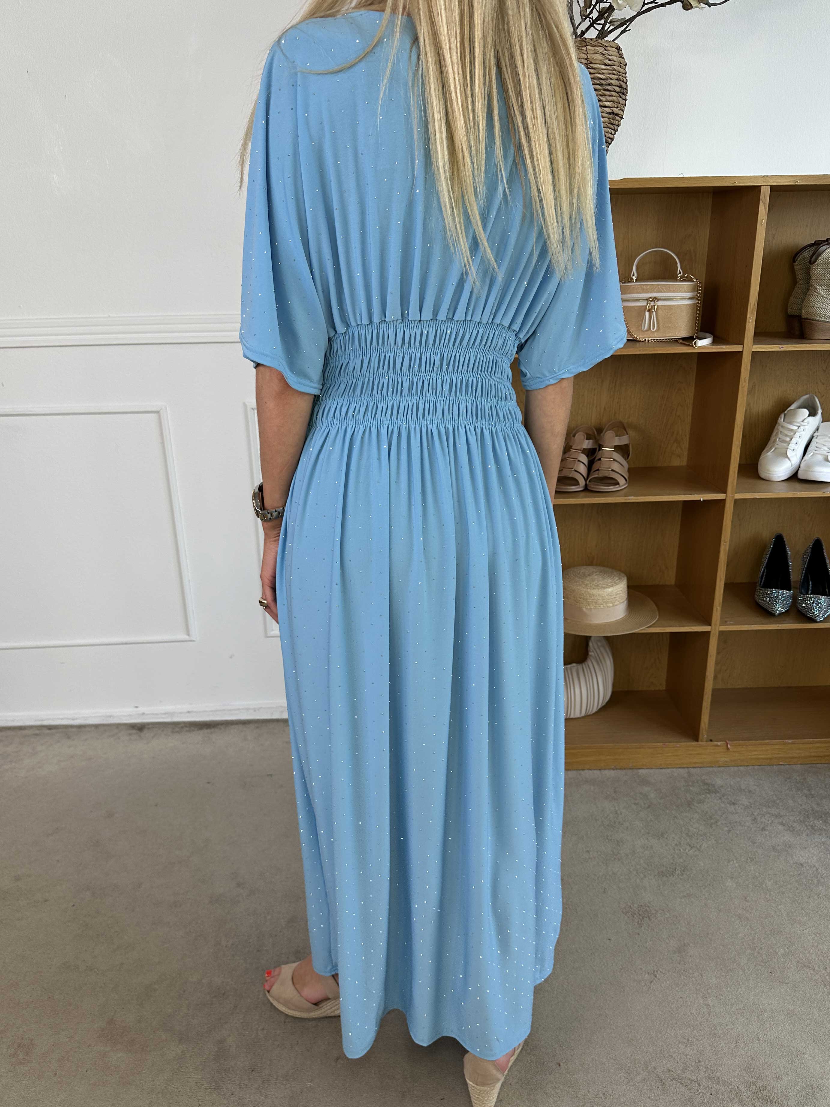 Pams Crystal - Lang elastisk kjole med similisten